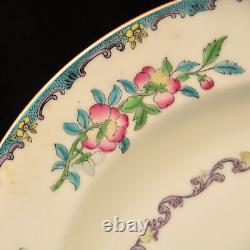 Mintons Set 4 Dinner Plates RN#654443 Floral Hand Painted Pink Blue Green 1900's