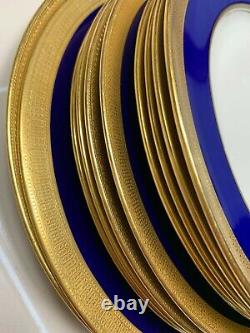 Mixed Lot Lenox J19K Cobalt Blue & Gold Encrusted Dinner/ Salad/ Dessert Plates