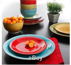 Modern Dinnerware Set 24 Piece 8 Bowls Dinner Dessert Plates Color Taco S