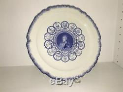 Mottahedeh George Washington Dinner Plate, Blue/White Feather Leeds Edge