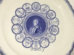 Mottahedeh George Washington Dinner Plate, Blue/White Feather Leeds Edge