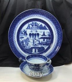 Mottahedeh Vista Alegre Blue Canton Dinner Plate Cup & Saucer (8) Sets Pristine