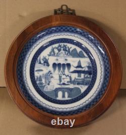 Mottahedeh Vista Alegre Blue Canton Framed Hanging Dinner Plate Portugal