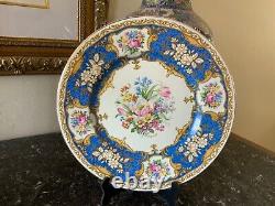 Myott Staffordshire #4744 Blue Floral Dinner Plate Vintage Signed P. Granet RARE