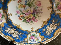 Myott Staffordshire #4744 Blue Floral Dinner Plate Vintage Signed P. Granet RARE