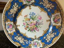 Myott Staffordshire #4744 Blue Floral Dinner Plate Vintage Signed P. Granet RARE