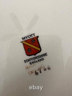 Myott Staffordshire #4744 Blue Floral Dinner Plate Vintage Signed P. Granet RARE