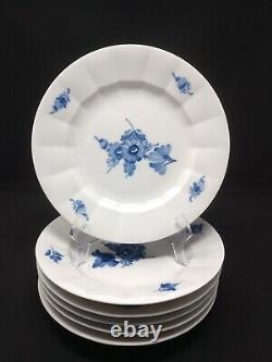 NEAR MINT! Six 10 Dinner Plates ROYAL COPENHAGEN Blue Flowers Ribbed