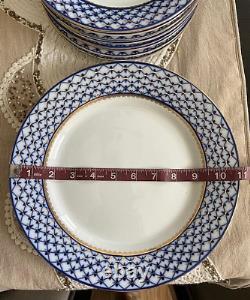 NEW 8 Lomonosov Cobalt Net Dinner Plate 11 Blue Gol Russian Porcelain