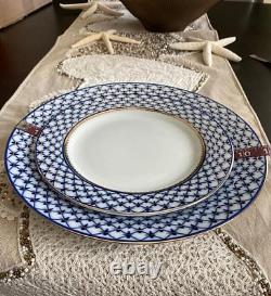 NEW 8 Lomonosov Cobalt Net Dinner Plate 11 Blue Gol Russian Porcelain