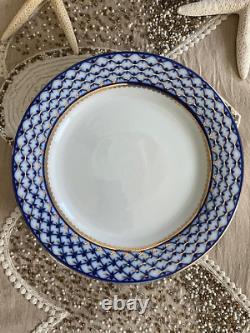 NEW 8 Lomonosov Cobalt Net Dinner Plate 11 Blue Gol Russian Porcelain