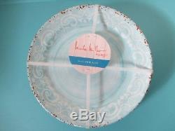 NEW Nicole Miller MELAMINE Salad Dinner Bowl Plate Set 12 Round Tableware Blue