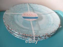 NEW Nicole Miller MELAMINE Salad Dinner Bowl Plate Set 12 Round Tableware Blue