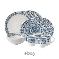 NEW Royal Doulton Ellen Degeneres Chevron Set Dark Blue 16pce