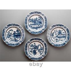 NEW SET OF 4 CHINESE BLUE WILLOW PORCELAIN 10 shaped DINNER PLATES