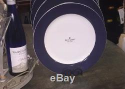 NEW Set Of (4) Kate Spade RUTHERFORD CIRCLE NAVY BLUE 11.5 Dinner Plates NWT