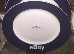 NEW Set Of (4) Kate Spade RUTHERFORD CIRCLE NAVY BLUE 11.5 Dinner Plates NWT