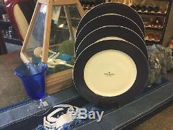 NEW Set Of (4) Kate Spade RUTHERFORD CIRCLE NAVY BLUE 11.5 Dinner Plates NWT