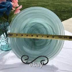 NEW Set Of 4 Pier 1 ALABASTER 11 Glass Dinner Plate Aqua Blue Swirls