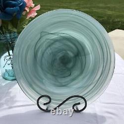 NEW Set Of 4 Pier 1 ALABASTER 11 Glass Dinner Plate Aqua Blue Swirls