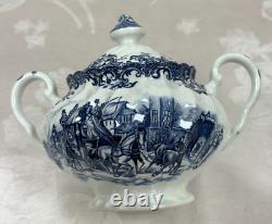 NEW-Set of 33 PCS- Johnson Brothers- Coaching Scene- Blue Dinner Set-England