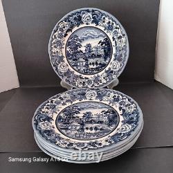 NEW Set of 6 Legend British Heritage Earthenware Belmont Dark Blue Dinner Plates