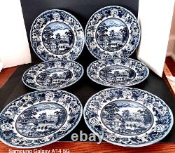 NEW Set of 6 Legend British Heritage Earthenware Belmont Dark Blue Dinner Plates