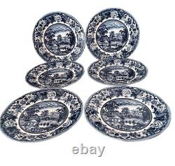 NEW Set of 6 Legend British Heritage Earthenware Belmont Dark Blue Dinner Plates