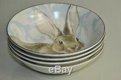 NEW Williams Sonoma 13 PC SET Damask Bunny Dinner Plates Bowls Oval Platter Mugs