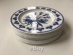 NEW Williams Sonoma AERIN Blue Outdoor Melamine Dinner Plates Set of 8