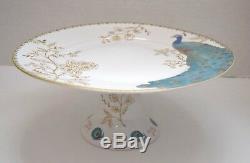 New 222 Fifth Peacock Garden Dessert Cake Stand Lakshmi Dinner Plate Platter 3pc