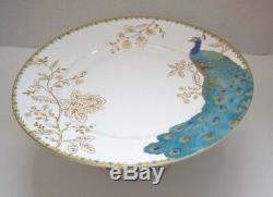 New 222 Fifth Peacock Garden Dessert Cake Stand Lakshmi Dinner Plate Platter 3pc