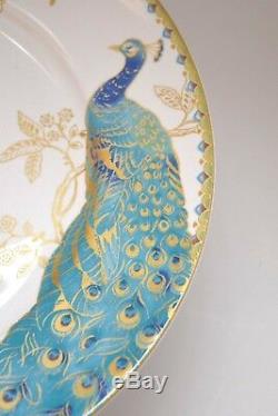 New 222 Fifth Peacock Garden Dessert Cake Stand Lakshmi Dinner Plate Platter 3pc