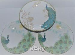 New 222 Fifth Peacock Garden Dessert Cake Stand Lakshmi Dinner Plate Platter 3pc