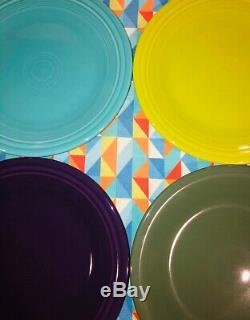 New Bright Rainbow Set 8 Fiestaware 10.5 Mixed Color Dinner Plates Fiesta