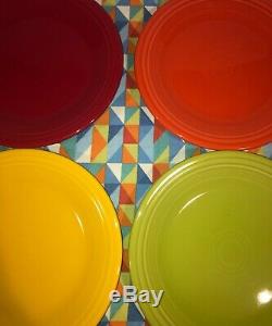 New Fiesta 8 Dinner Plates Bright MIX Color Set 10.5 Fiestaware Free Shipping