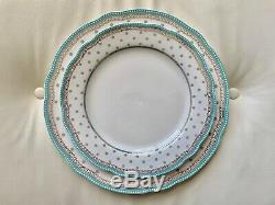 New Grace Teaware Turquoise Polka Dots Cake Dessert Stand Lunch Dinner Plates