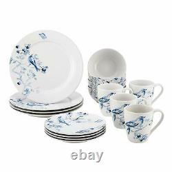 New Paula Deen Indigo Blossom 16-piece Stoneware Dinnerware Set