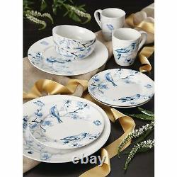 New Paula Deen Indigo Blossom 16-piece Stoneware Dinnerware Set