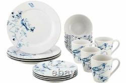 New Paula Deen Indigo Blossom 16-piece Stoneware Dinnerware Set