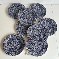 New Queen's England Blue Floral Salad Plates Set of 8 8 inches