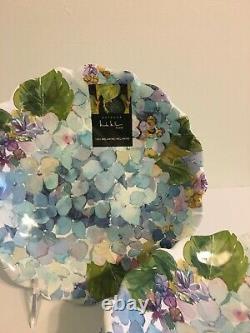 Nicole Miller MELAMINE 12 Pcs Dinner Plates & Salad Bowls Set Hydrangea Floral