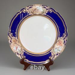 Noritake Foxboro Dinner Plates #4302 Set Of 4, Cobalt Blue & Gold Bird Motif