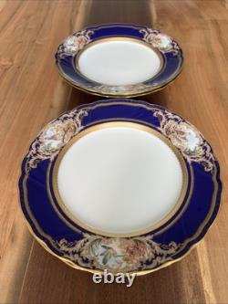 Noritake Foxboro Dinner Plates #4302 Set Of 4, Cobalt Blue & Gold Bird Motif
