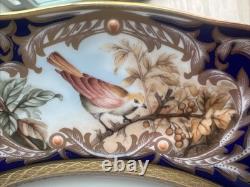Noritake Foxboro Dinner Plates #4302 Set Of 4, Cobalt Blue & Gold Bird Motif
