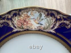 Noritake Foxboro Dinner Plates #4302 Set Of 4, Cobalt Blue & Gold Bird Motif