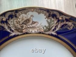 Noritake Foxboro Dinner Plates #4302 Set Of 4, Cobalt Blue & Gold Bird Motif