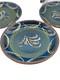 Norwegian Pottery hand painted Redware Plates Set of 4, Signed, blue home decor
