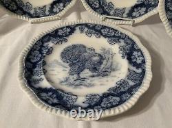 Old Copeland Spode blue set of 5 Turkey 10 3/4 dinner plates