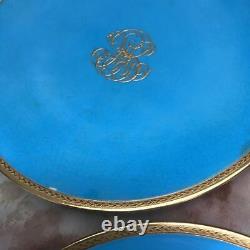 Old Minton Antique Monogrammed plates with Blue Enamel 3Pieces Vintage Rare